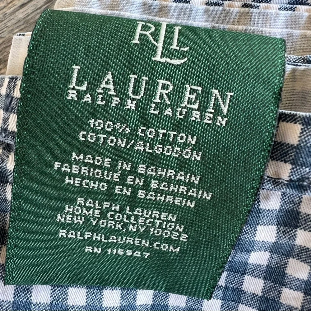 Vintage Ralph Lauren Wendy Small Gingham Blue King Size Flat Sheet READ